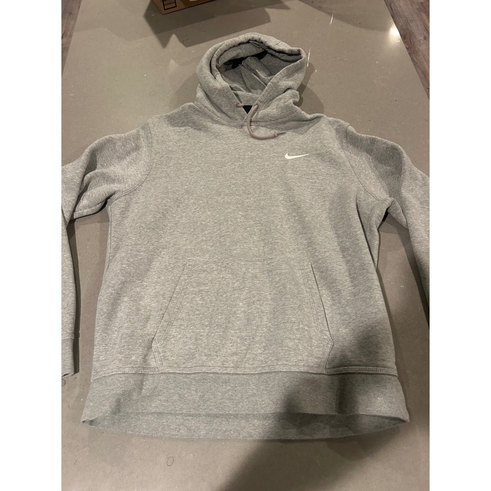 Nike Mens Club Fleece Hoodie Heather Gray Embroidered Swoosh‎ Large